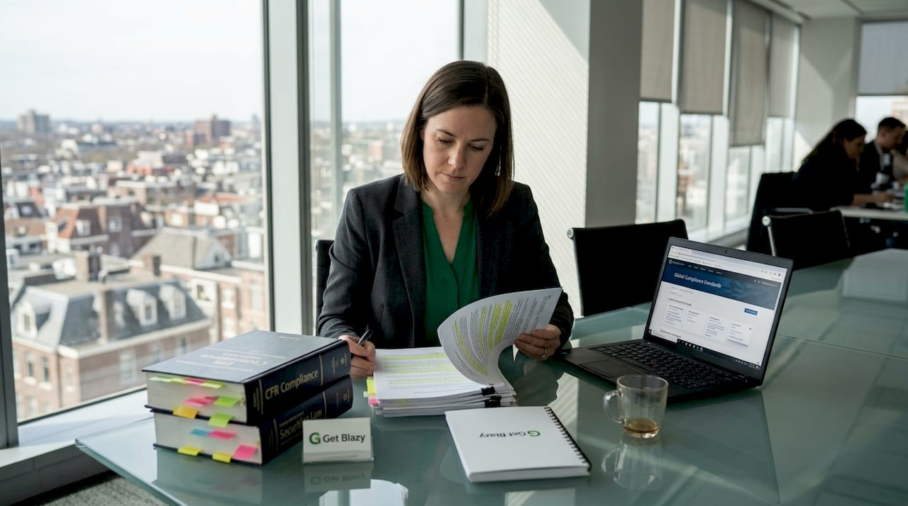 Compliance officer reviews CBD law documents