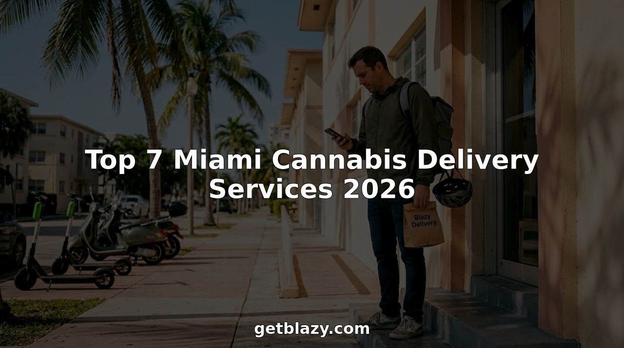 Cannabis courier delivering in sunny Miami neighborhood