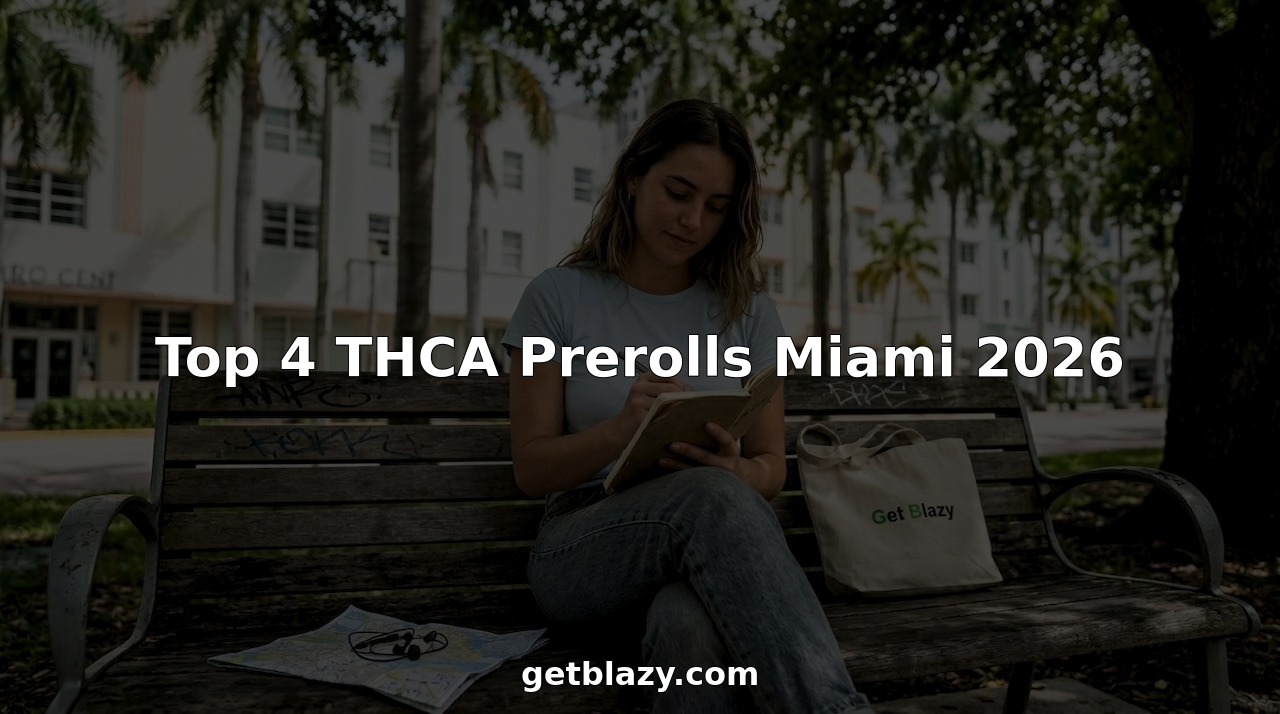 Woman rolling THCA preroll on Miami bench