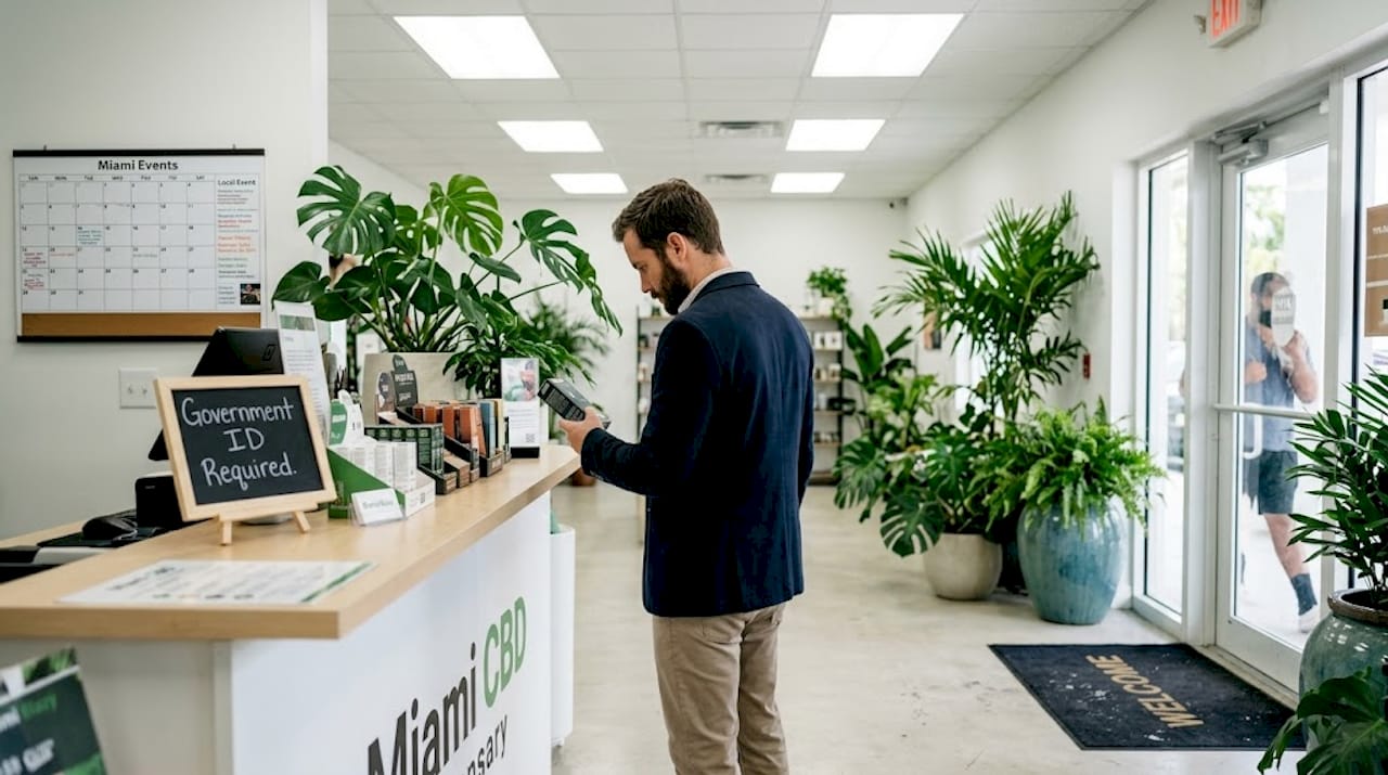 Customer entering Miami CBD dispensary interior